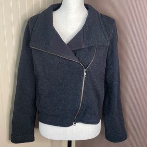 Eileen fisher gray moto  jacket‎ size small side zipper and pockets